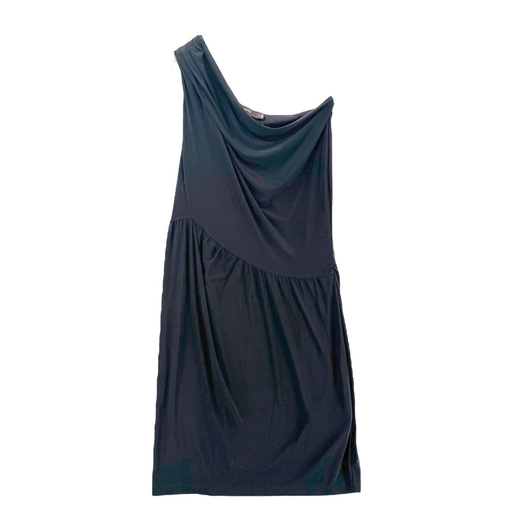 The Limited One Shoulder Dress Womens Medium Black Draped Stretch Lined‎ NWT